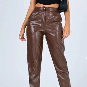 Vegan Brown Leather Pants